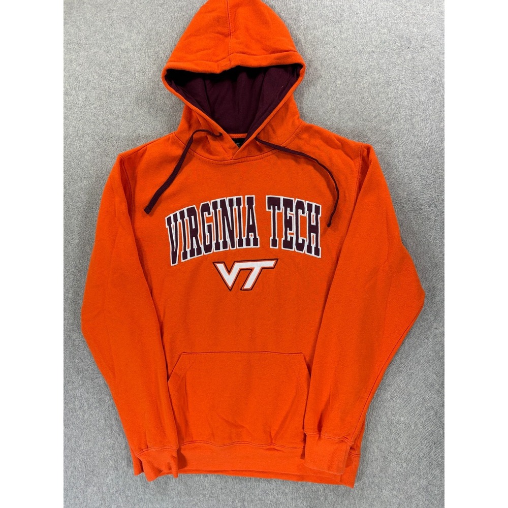 Virginia Tech Hokies Stitched Logo Campus Hoodie Sweatshirt (Men's Small) Orange
